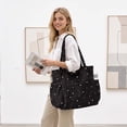 thumbnail image 2 of Gocvo Multiple Pockets Corduroy Bag, Large Tote Bag for Women, Ladies Bag Casual Hobo Handbags(Black White Dots), 2 of 10