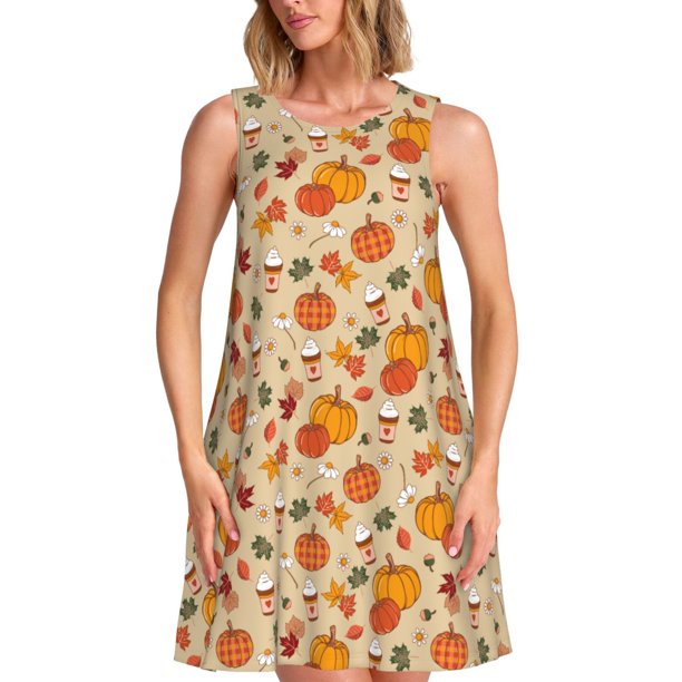 Disketp Fall Autumn para Vestido sin Mangas para Mujeres, Vestidos de Verano para Mujeres, Casual y Holgado para la Playa