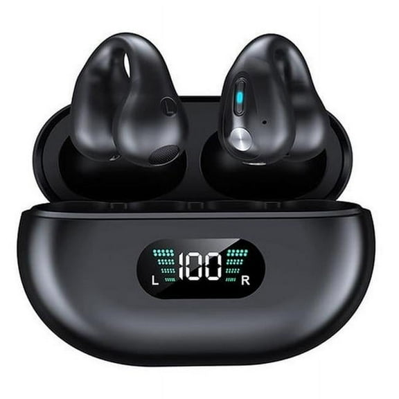 Alpha Digital Wireless Bluetooth Bone Conduction Ear Clip Earbuds, Black