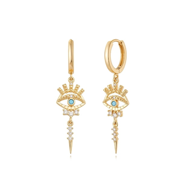 Pendientes MYEARS Evil Eye con forma de argolla colgante en forma de gota, color dorado
