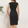 thumbnail image 6 of LNWUY Women's 2025 Summer Solid V-Neck Sleeveless Bodycon Midi Dress Ruched Wear to Work Cocktail Party Pencil Dresses Black XL, 6 of 8