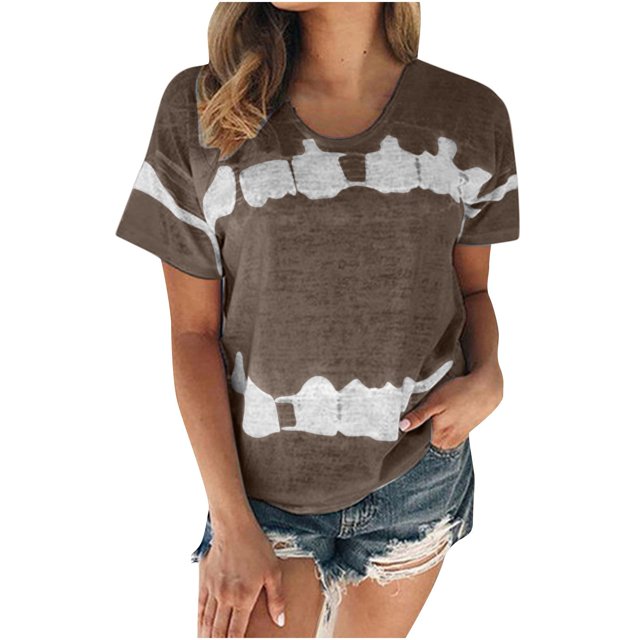 Birdeem T-Shirt Mode Imprimé pour Femmes Manches Courtes Blouse Col Rond Hauts Décontractés