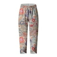 thumbnail image 5 of Taqqpue Womens Linen Pants Loose Floral Prirted Elastic High Waisted Wide Leg Pants Baggy Lounge Pant Comfy Soft Trousers Resort Wear Relaxed Fit Straight Leg Crop Trousers with Pockets, 5 of 5