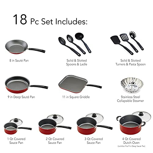 LEGENDARY YES 18 Piece Nonstick Pots & Pans Cookware Set Kitchen 並行輸入品 LEGENDARY-YES 18 Piece Nonstick Pots \u0026 Pans Cookware Set Kitchen