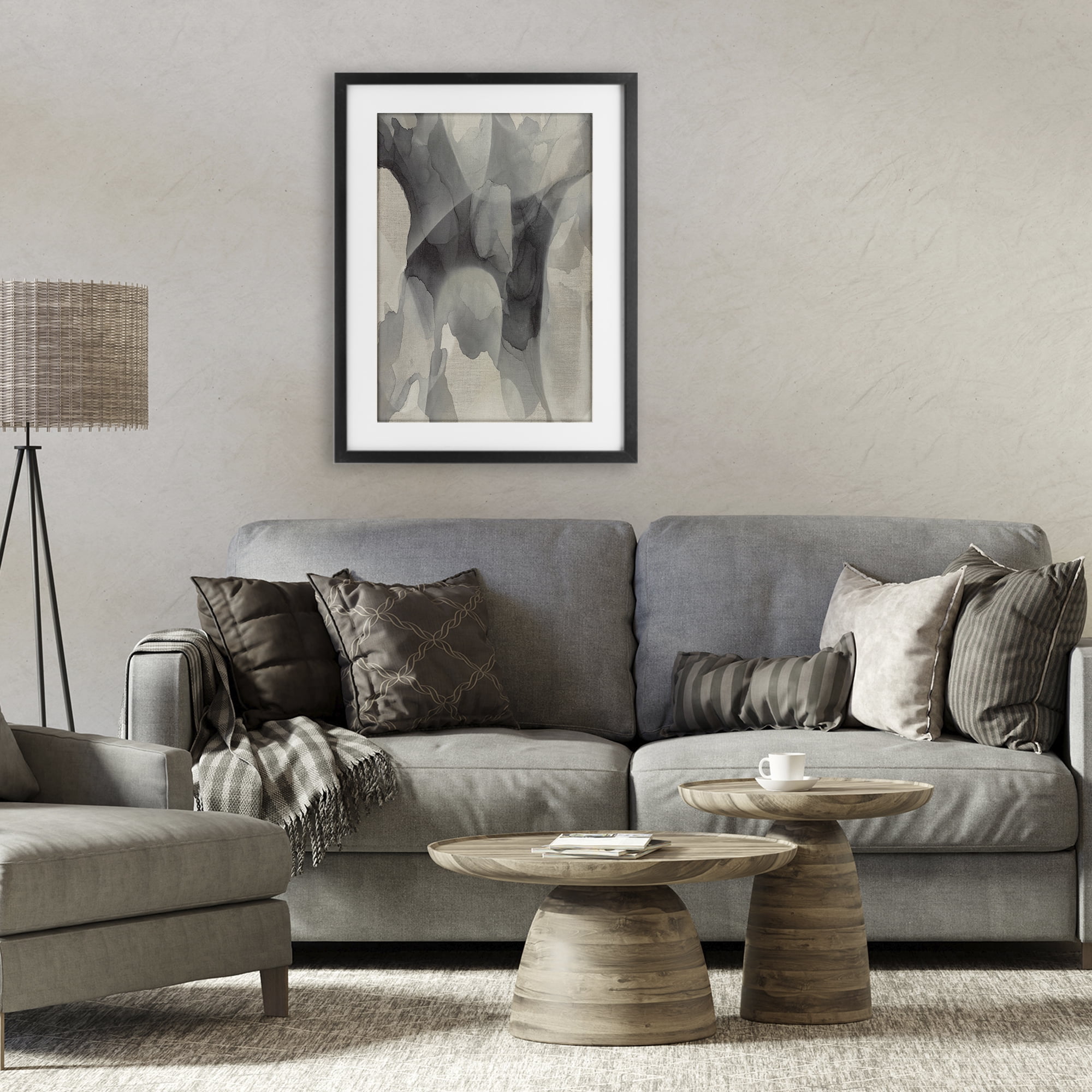 Stupell Industries Monochrome Watery Drips Black Framed Print Under Glass, design by Kippi Leonard