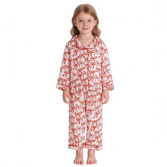 Boys Pajama Valentines Day Pjs Long Sleeve Bow Button Down Nightwear 5-6 Years Pajamas Boys