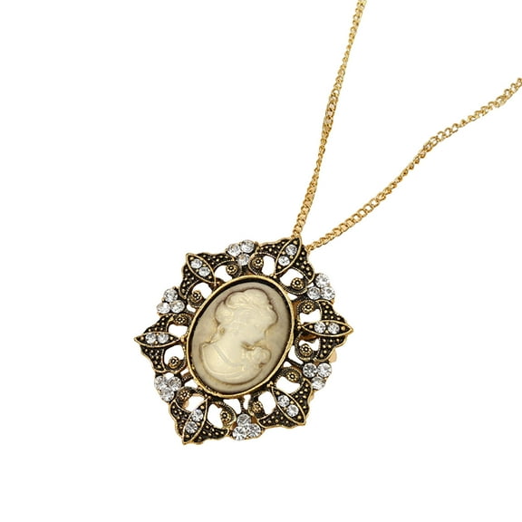 Lightweight Alloy Necklace Openwork Sculpture with Crystal Crystal Rhinestones Cameo Clavicle Chain Decorative Jewelry