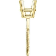 Duhaas 14K Yellow Gold 7mm 1 1/4 CT Round 4 Prong Heavy Weight Basket Stud Earring Mounting Threaded Post