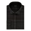 DKNY Mens Black Plaid Collared Slim Fit Stretch Dress Shirt XL 17- 32/33