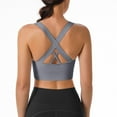 thumbnail image 5 of Women's Strong Hold Sports Bra Wireless Cross Back Yoga Lingerie, Unpadded Seamless Fitness Bustier, High Impact Running Underwear, Breathable Gathering Gym Vest, Supportive Athletic Bralette, 5 of 7