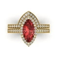 thumbnail image 2 of Clara Pucci 18K Yellow Gold 2.4875 Natural Garnet Engraveable Engagement Ring + Wedding Band Set, 2 of 7
