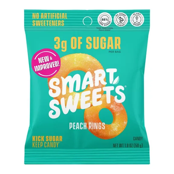 Pack of 12, Smartsweets Peach Rings, 1.8 oz