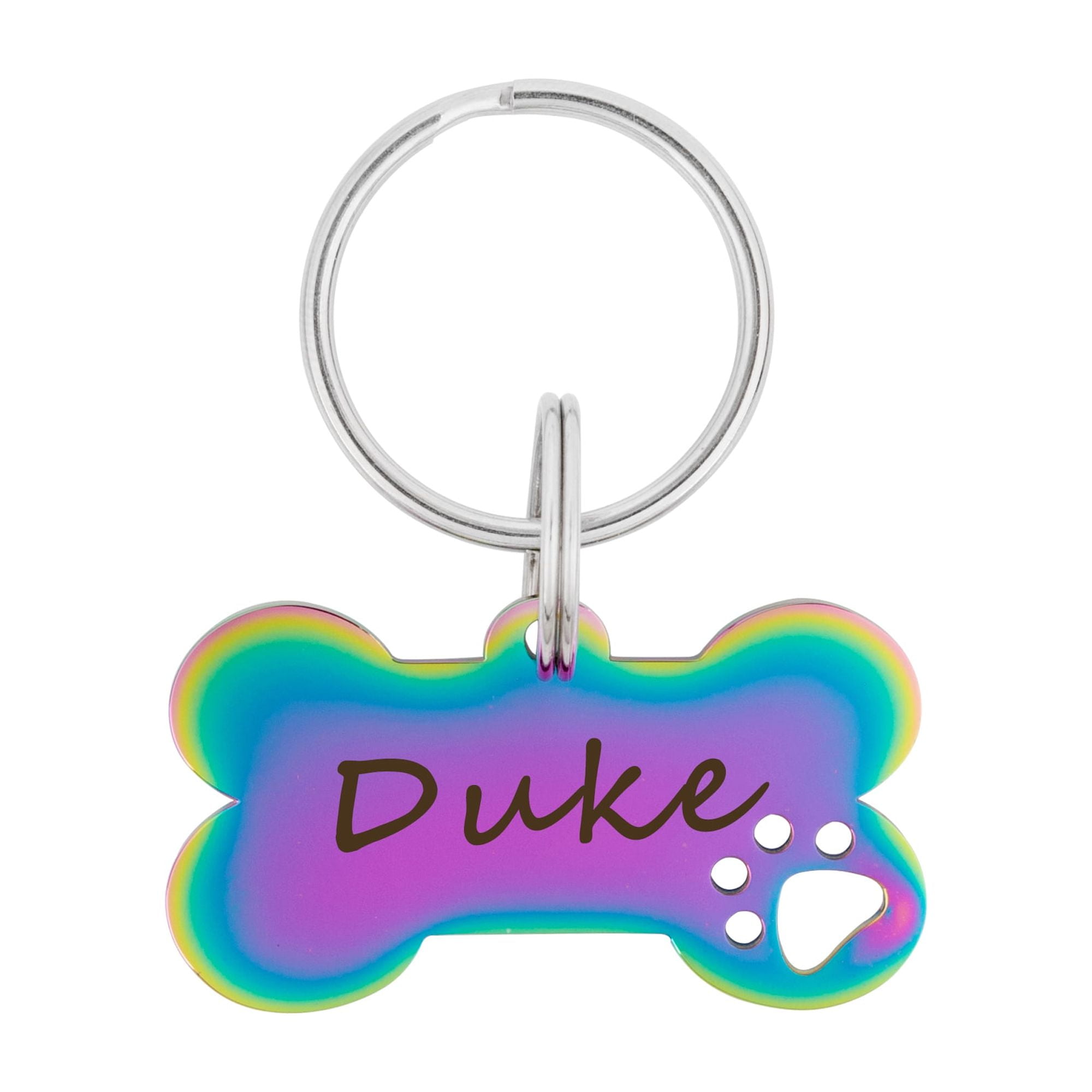 Anavia Stainless Steel Bone Paw Print Engraved Dog ID Tag, Multi-color, S