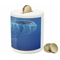 thumbnail image 3 of Jellyfish Piggy Bank, Blue Spotted Jelly Fish Aquarium Life Marine Animals Ocean Predator in the Deep Water, Ceramic Coin Bank Money Box for Cash Saving, 3.6" X 3.2", Blue, by Ambesonne, 3 of 4