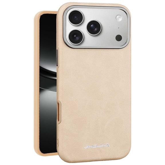 ELEHOLD Magnetic Case for iPhone 17 Pro Max, Hybrid Leather Shockproof Case, Wireless Charging Compatible,Gold