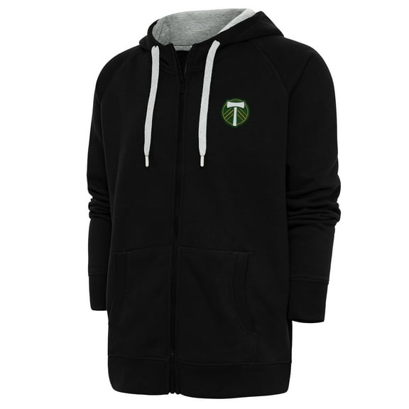 Men's Antigua Black Portland Timbers Logo Victory Full-Zip Hoodie
