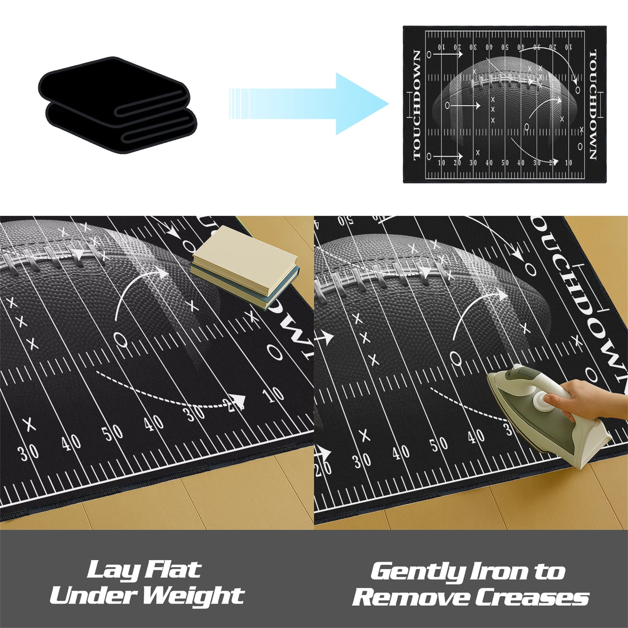 Football Rug for Bedroom,3'x5' Football Field Rugs with Non-Slip Backing,Sports Area Rug for Living Room and Game Room Decor