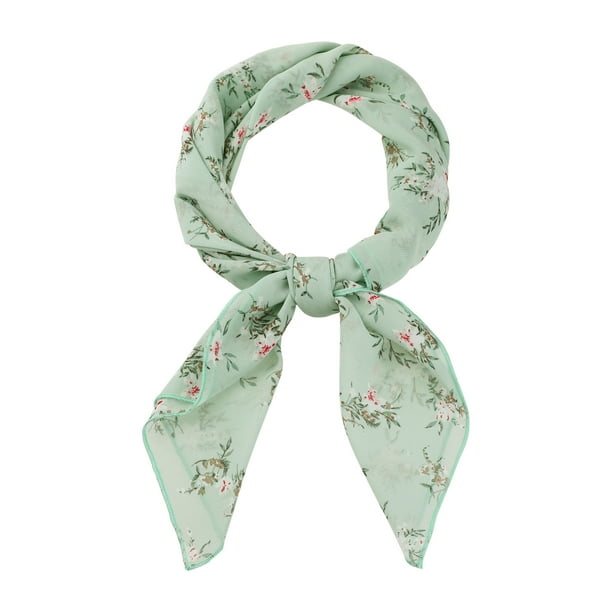 Bufandas de gasa para mujer - 27.6 X27.6 - Pañuelo cuadrado con estampado floral Pañuelo para el cuello Pañuelo para el cuello Verde claro 70x70cm/27.6x27.6 inches(LxW)