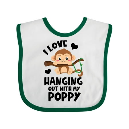 

Inktastic Monkey I Love Hanging out with My Poppy Gift Baby Boy or Baby Girl Bib