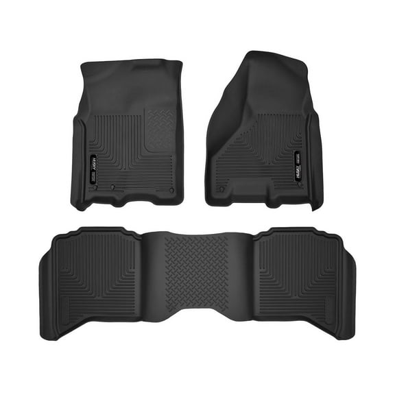Husky Liners 53608 X-Act Contour Front & Second Row Floor Liners Black Fits 2009-2024 Dodge Ram 1500 Crew Cab, 2010-2018 Ram 2500/3500 Crew Cab w/ Auto Transmission