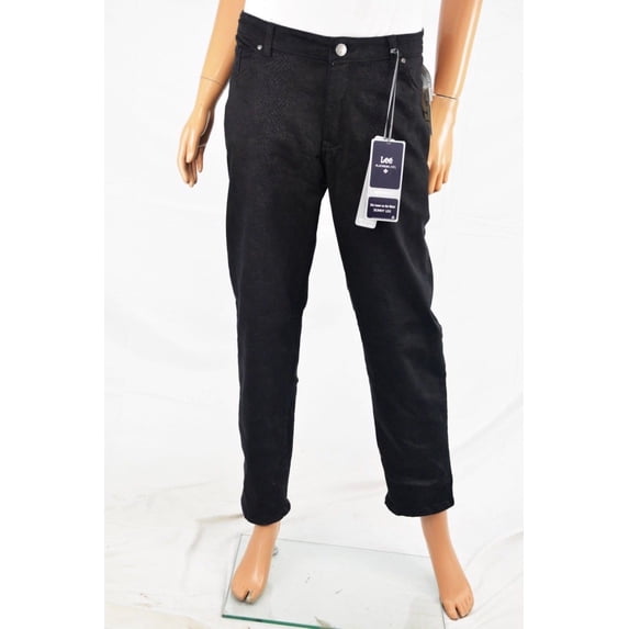 Lee Platinum Women Black Mid Rise Snake-Foil Skinny Denim Jean Petite Plus 22WP