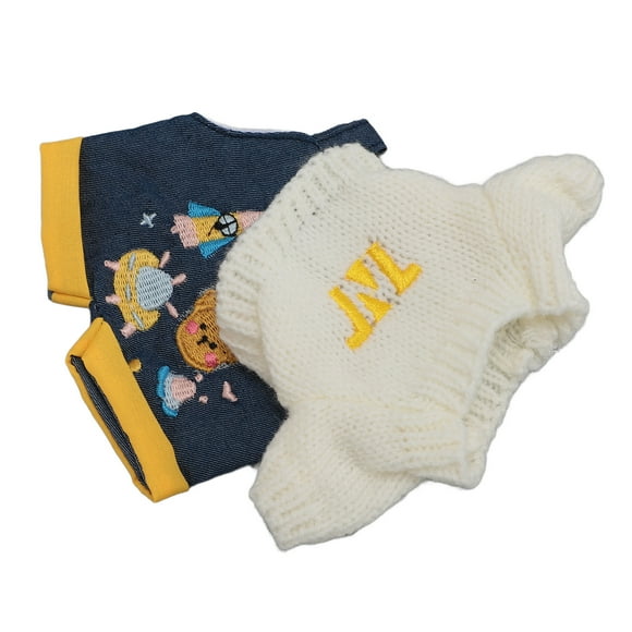 Kpop Doll Clothing, Soft Plush Doll Clothes Bear Pattern Interesting for Collection White