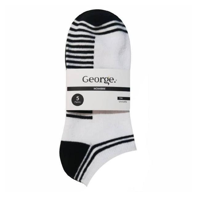 Tin George para Hombre, Multicolor Líneas Negras 5 Pares Unitalla