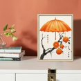 thumbnail image 3 of Nawypu  Framed Canvas Print Wall Art Watercolor Chinese Style Persimmon & Umbrella Nature Wilderness Illustrations Modern Art Colorful Pastel for Living Room, Bedroom, Office, 3 of 4