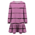 thumbnail image 5 of SMihono Fashion Spring Dresses for Women 2025 Long Sleeve Crewneck Shift Dress Plus Size Loose Fit Short Dress Striped Flowy Dress Pink 6, 5 of 6