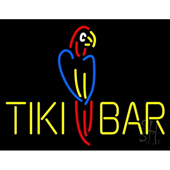 Tiki Bar Parrot LED Neon Sign 15 x 19 - inches, Clear Edge Cut Acrylic Backing, with Dimmer - Bright and Premium built indoor LED Neon Sign for Bar decor.