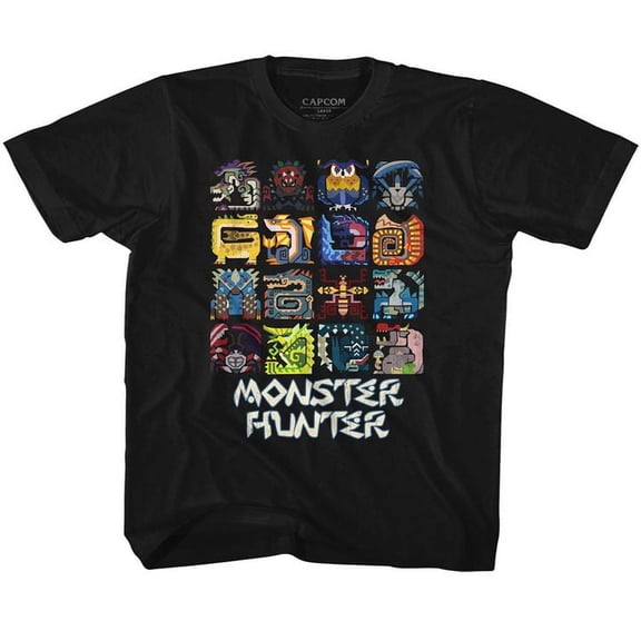 Monster Hunter Symbols Black Youth T-Shirt M (10-12)