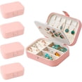 thumbnail image 1 of Set de 4 Joyeros Bluelander, Alajero Organizador para Anillos, Collares, Relojes, Pulseras y Aretes, Impermeable de Cuero, Interior de Terciopelo, Rosa, 1 of 5