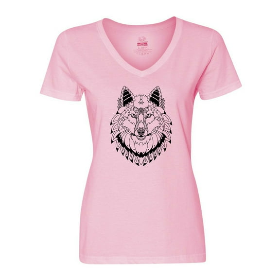 Inktastic Tribal Wolf Head Women's V-Neck T-Shirt