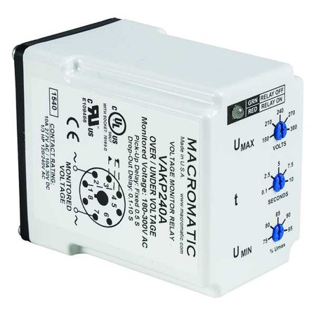 Macromatic Voltage Sensing Relay  Octal Base Type  240V AC  8 Pins VAKP240A price history on PriceWatchPro