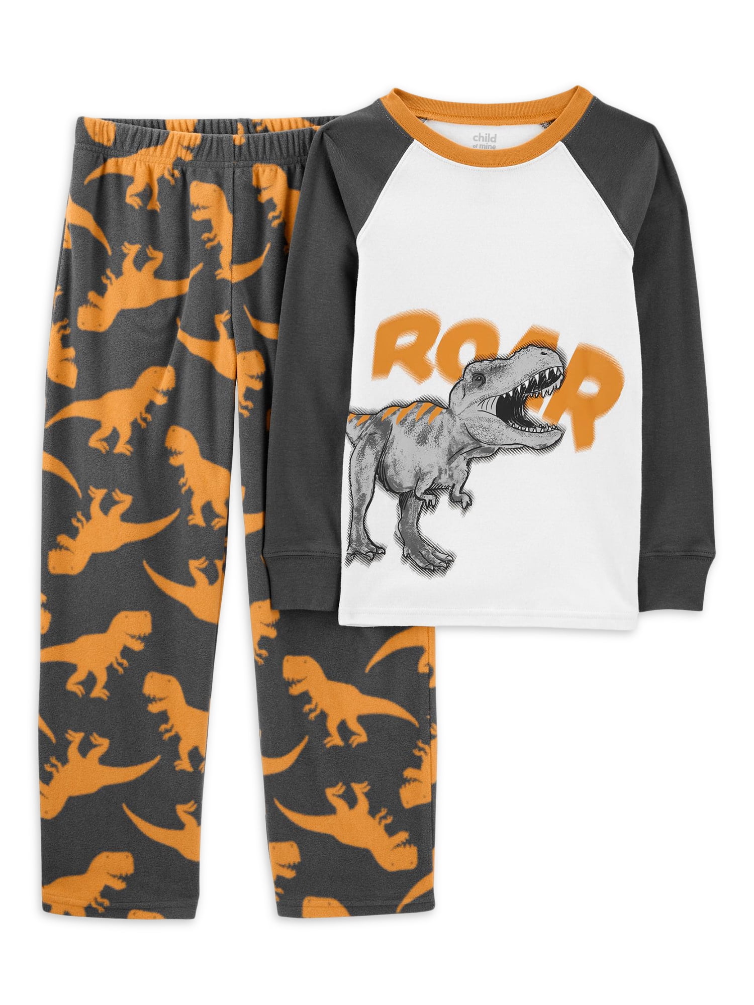 Child of Mine Boys Dinosaur Long Sleeve and Long Pants, 2-Piece Pajama Sleep Set, Sizes 4-8