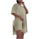 thumbnail image 1 of Puntoco Mujeres Casual Plus Tamaño 2 Piezas Trajes Manga Corta Tops Sueltos Flaco V-Cuello Biker Shorts Conjuntos Chándales Puntoco Puntoco-2073, 1 of 4