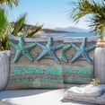 thumbnail image 4 of Blue Green Starfish Outdoor Pillow Covers Pack of 2 Coastal Ocean Farmhosue Wood Plank Waterproof Throw Pillow Covers Decorative Cushion Cases for Patio Garden Tent Balcony Couch 24x24 inch, 4 of 8