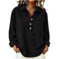 thumbnail image 2 of Stamzod Long Sleeve Tops for Women Dressy Casual Corduroy Button Up Shirt Fall Fashion Collared Work Blouse with Pocket, 2 of 9
