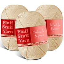 LammaLoe Cotton Yarn For Crocheting And Knitting, (250 Yards) Worsted Medium #4 Crochet Yarn For Beginners, 3 Pack, Beige