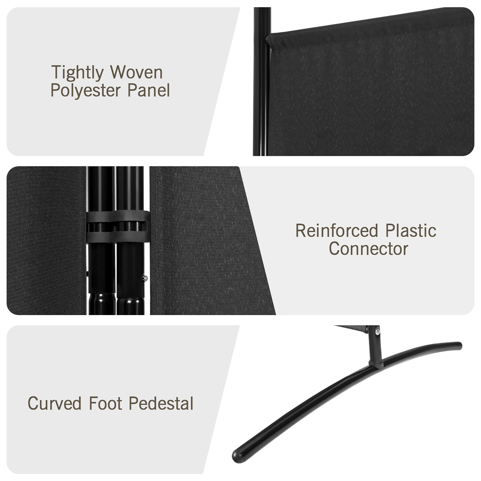 Costway 3-Panel Room Divider Folding Privacy Partition Screen for Office Room Black