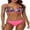 Hot Pink/Leopard Pattern, variant on Charmo Women V Neck Bikini Set Low Waist 2 Pieces Swimsuits Tie Back Swimwear