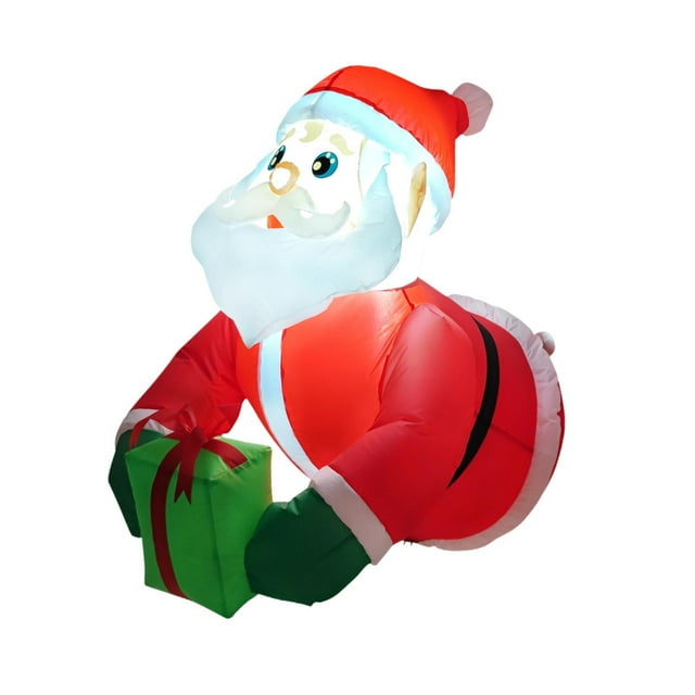Decoración navideña de Papá Noel para exteriores, se asoma por la ventana, accesorios exteriores, inflables iluminados para ventanas de 35,43 pulgadas