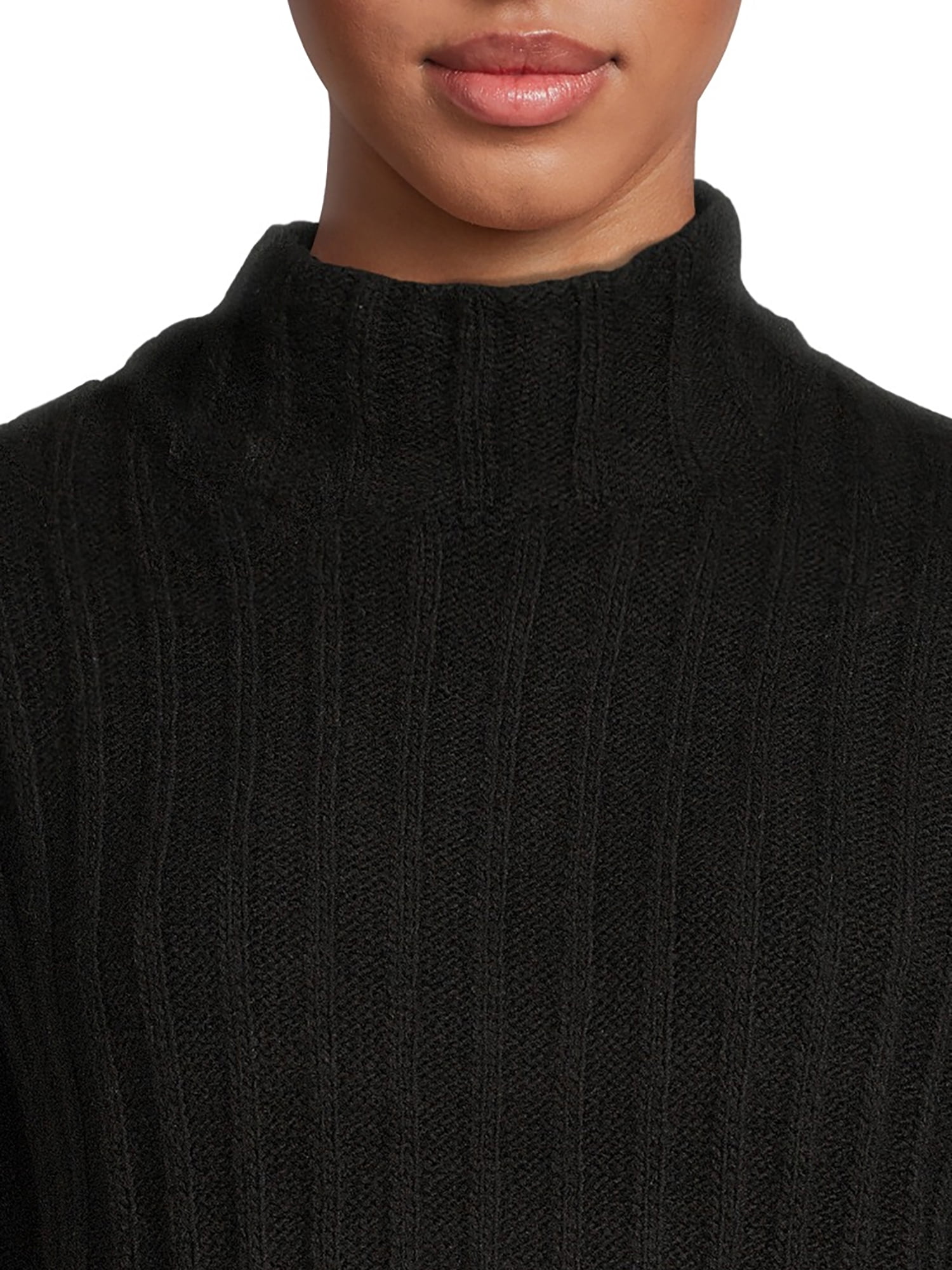 Time and Tru Women's Ribbed Mock Neck Sweater Sweater