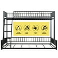 thumbnail image 4 of Twin XL Over Queen Bunk Bed, Convertible Queen Bunk Beds with Safety Guard Rails, Metal Floor Bunk Bed Frame with Ladder for Dormitory Bedroom, No Box Spring Needed（Black), 4 of 7