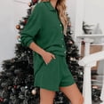 thumbnail image 3 of LIZUOJUN Pajamas for Women Set Shorts Long Sleeve Sleepwear 2 Piece Lounge Set Soft Comfortable Breathable Pjs Loungewear Notch Collar Button Down Pajama Casual Sleepwear - L, 3 of 4