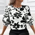 thumbnail image 4 of Eres Más Que una Camisa de Puntuación de Prueba, Verano Suelto Casual Cinco Cuartos de Manga Cuello Redondo Impreso para Mujeres, 4 of 7