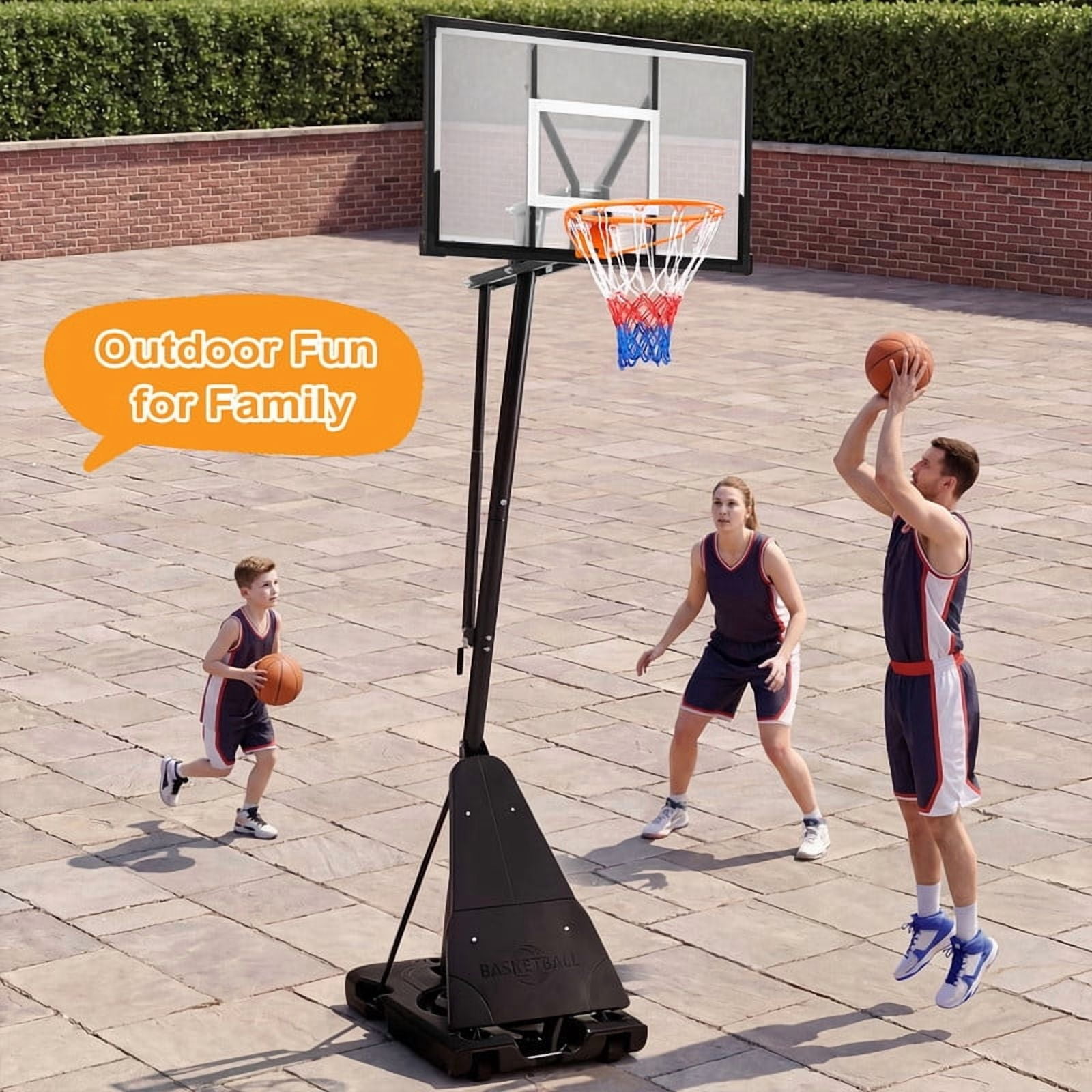 Gianna Portable Basketball Hoop Outdoor, 10FT Adjustable Height Basketball Goal with 44In Shatterproof Backboard, Shock Absorbent Rim, Fillable Base & Wheels