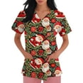 thumbnail image 4 of Women Scrubs, Plus Size Loose Fit Dailywear Trendy Printed Vacation Tees Breathable Nursing Mom Tops Casual V Neck Work Shirts Mothers Day Outfits 2025 Lightweight Summer Red L, 4 of 4