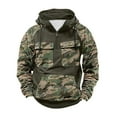 thumbnail image 2 of Zylanna Men's Hooded Sweatshirts with Pockets, Half-Zip Soft & Warm Camouflage Casual Sport Hoodies Pullover for Men Army Green, 2 of 3