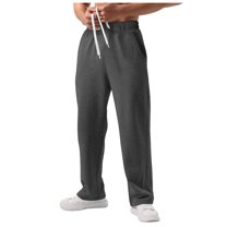 Sweatpants for Men Baggy Loose Fit Solid Color Straight Leg Track Pants Open Bottom Elastic Waist Drawstring with Pockets Joggers Trousers